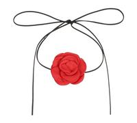 sourcing map Collier ras du cou en velours pour femme, grand ras du cou réglable en forme de rose, accessoires pour femme, mariage, bal de fin d'année, rouge