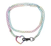 sourcing map Collier ras du cou réglable en forme de cœur avec anneau en O - Double couche cubaine avec fermoir pour femme - Bijoux punk gothique, 1, Acier inoxydable, Pas de gemme