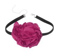 sourcing map Collier ras du cou réglable en velours avec motif floral pour femme, mariage, bal de fin d'année, rose rouge
