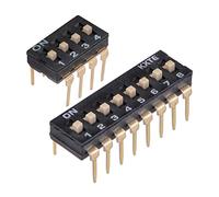 sourcing map Commutateur DIP, 4 et 8 Positions 2,54mm Pas pour Circuit Planches à pain PCB 1 ensembles