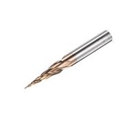 sourcing map Conique Bille Nez Terminal Fraise, TiSiN Revêtu Solide Carbure 2 Cannelure Spirale Fraisage Fraise, 0,25mm Rayon, 0,5mm Diamètre, 6mm Tige, 50mm Longueur, 15,66 Degré Angle