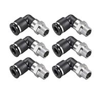 sourcing map Connexion à Pression Tube Raccord Mâle Coude 6mm Tube OD x 1/8 NPT Filetage Pneumatique Air Pousser Verrouillage Raccord 6Pcs