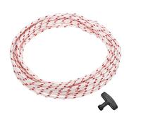 sourcing map Corde de démarrage à rebond en polyester avec poignée pour tondeuse à gazon, tronçonneuse, débroussailleuse, moteur - Pièces de rechange - Rouge et blanc - 5 mm de diamètre - 12 m