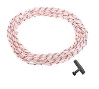 sourcing map Corde de démarrage à rebond en polyester avec poignée pour tondeuse à gazon, tronçonneuse, débroussailleuse et moteur - 4 mm de diamètre - 10 m - Rouge et blanc