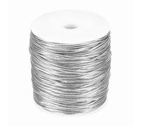 sourcing map Cordon élastique métallique de 2 mm - Pour loisirs créatifs, emballages cadeaux, ornements, argenté - 100 m au total