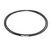 sourcing map Cordon en cuir tressé de 3 mm - 71,1 cm - Avec fermoir en argent sterling 925 - Pour pendentifs, colliers, fabrication de bijoux - Noir