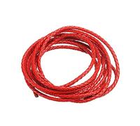 sourcing map Cordon en cuir tressé de 3 mm de diamètre pour sac à main, lacets, loisirs créatifs, fabrication de bracelets, rouge