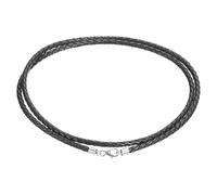 Sourcing map Cordon en cuir tressé pour collier, corde en cuir tressé avec fermoir en argent sterling 925 pour pendentifs, colliers, fournitures de perles pour la fabrication de bijoux, 25.6 Inch