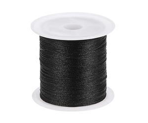 sourcing map Cordon en nylon de 0,2 mm - Bordure en satin de soie - Pour nœuds chinois - Fil à tricoter à la main - Pour bracelets, perles, bricolage, ornements, noir, 100 m