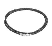 sourcing map Cordon tressé en cuir avec fermoir en argent sterling 925 pour pendentifs, colliers, fabrication de bijoux, 19.7 Inch, Cuir