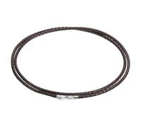 sourcing map Cordon tressé en cuir avec fermoir en argent sterling 925 pour pendentifs, colliers, fabrication de bijoux, 27.6 Inch, Cuir