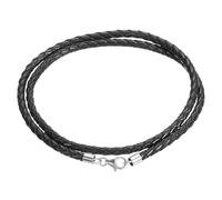 sourcing map Cordon tressé en cuir avec fermoir en argent sterling 925 pour pendentifs, colliers, fabrication de bijoux, 16.1 Inch, Cuir, /