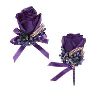 sourcing map Corsage de poignet et boutonnières faites à la main artificielles pour homme - Boutonnières de poche pour mariée, marié, anniversaire de mariage, violet foncé