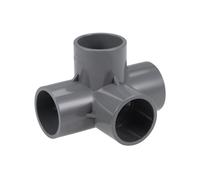 sourcing map Coude à 4 voies Raccord de tuyau en PVC Qualité du meuble 32mm Raccords d'angle en T Gris 10Pcs