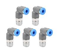 sourcing map Coude Connexion à Pression Air Raccords 4mm Tube OD x 1/8PT Mâle Filetage Pneumatique Libération Rapide Connecteurs Gris 5Pcs