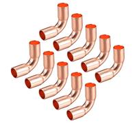 sourcing map Coude Cuivre 90 Degré Virage Court Tuyau Raccord pour Tuyauterie 6.35mm 10Pcs