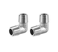 sourcing map Coude Inox Acier 304 Coulé Raccord Tube 90 Degré 1/4 BSPT Mâle x 1/4 BSPT Mâle Filetage 2Pcs