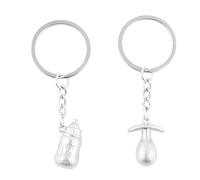sourcing map Couples porte-clé bouteille de bébé w Tétine Pendentifs clé Chaîne Cadeau pour Lovers - Femme, *, Taille Unique
