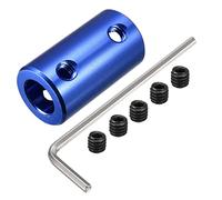 sourcing map Coupleur Arbre Moteur 8mm à 8mm Alésage Rigide Couplage Ensemble Vis L25XD14 Aluminium Alliage Connecteur Accessoires Bleu avec Clé