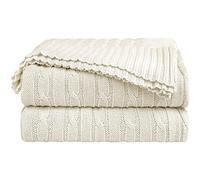 sourcing map Couverture douce 100 % coton tricoté pour canapé et canapé, couverture légère en tricot torsadé, couverture décorative pour la maison, beige, 127 x 152,4 cm