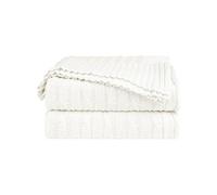 sourcing map- Couverture douce en tricot torsadé de coton pour canapé/lit, blanc (47 x 70)