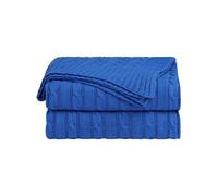 sourcing map- Couverture douce en tricot torsadé de coton pour canapé/lit, Bleu (47 x 70)