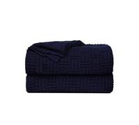 sourcing map- Couverture en tricot torsadé 100 % coton, douce et légère, Bleu marin 47 x 70