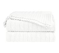 sourcing map Couverture Plaid Lit pour Canapé en 100% Coton Tricoté Doux Légère Blanc Twin (60"*78")