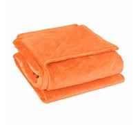 sourcing map Couverture Plaid Lit pour Canapé en Flanelle Peluche Molleton Microfibre Légère Orange Twin (60"*78")