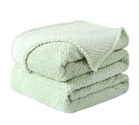 sourcing map Couverture Plaid Polaire Lit pour Canapé en Molleton Flanelle Microfibre Maille Peluche 330gsm Solide Légère Doux Chaude Vert pâle Throw (50" *60")