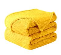 sourcing map Couverture polaire en flanelle - Microfibre douce et chaude - 330 g/m² - Couverture décorative et solide pour lit - Jaune - 130 x 150 cm