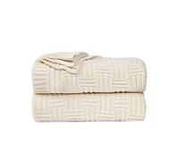 sourcing map- Couverture tricotée 100 % coton, jeté de canapé, 130x150cm Beige