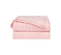 sourcing map- Couverture tricotée douce 100 % coton pour canapé et lit, Rose Throw (50 *60)