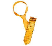sourcing map Cravates à sequins pour hommes auto-attachées Shine Skinny Necktie Stage Cosplay Party Costume Jaune Taille unique