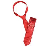 sourcing map Cravates à sequins pour hommes auto-attachées Shine Skinny Necktie Stage Cosplay Party Costume Rouge Taille unique