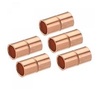 sourcing map Cuivre Tube Couplage 6.35mm Droit Connexion Adaptateur Joint Connecteur avec Roulé Tuyau Stop C x C Souder Connexion pour Plomberie 5Pcs