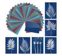 sourcing map Cyanotype - Kit de 36 feuilles de papier imprimé soleil haute sensibilité avec planche acrylique pour adultes, projet artistique, 29,7 x 21,1 cm (A4)