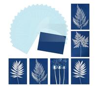 sourcing map Cyanotype Lot de 12 feuilles de papier d'impression soleil haute sensibilité bleu clair avec planche acrylique pour adultes, projet artistique, 10,4 x 15,7 cm (A6)