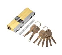 sourcing map Cylindre de serrure en laiton massif (80 mm 32,5/47,5) - Cylindre de serrure de porte double de rechange de qualité C Antivol avec vis de montage et 8 clés pour portes en bois et