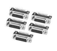 sourcing map D-sub Connecteur 15 broche femelle 2-rangée Angle Droit 5Pcs noir type soudure