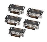 sourcing map D-sub Connecteur 26 broche mâle 3-rangée Angle Droit Porte Broche 5Pcs noir