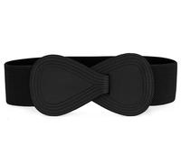 sourcing map Dame Numéro 8 boucle verrouillage panneau Ceinture élastique bleu Sangle Noire Taille ajustée: 25 "/ 63,5 cm - 37" / 94 cm