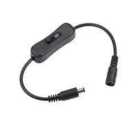 sourcing map DC 12V Interrupteur Bascule Ligne 5,5x2,1mm DC M à F Noir