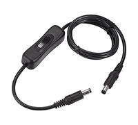 sourcing map DC Câble avec on/Off Interrupteur 5.5mm x 2.1mm DC Mâle à Mâle Extension Corde 1M Noir pour LED Bureau Lampe LED Bande
