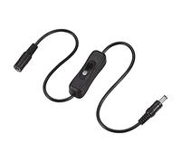 sourcing map DC Câble avec on/Off Interrupteur 5.5mm x 2.5mm DC Mâle à Female Extension Corde 50cm Noir pour LED Bureau Lampe LED Bande Paquet de 2