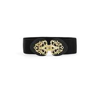 sourcing map Décor métal boucle verrouillage femmes Ceinture élastique Black-novelty Taille unique