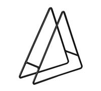 sourcing map Dessous Verre Support, 1pcs - Fer Métal Triangle Dessous Verre Rangement Étagère pour Deux Rond et Carré, Contient 4 sous-Verres (Noir)