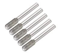 sourcing map Diamant Bavures Mèches Meulage Perceuse Dimension Rotatif Outil pour Verre Céramique 120 Grain 1/4" Tige 8mm Cylindre Boule Nez 5 Pcs