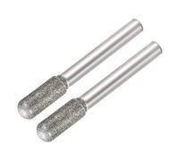 sourcing map Diamant Bavures Meulage Foret Mèches pour Sculpture Rotatif Outil 1/4-Pouce Tige 8mm Cylindrique Boule Nez 120 Grain 2 Pcs