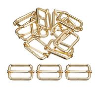 sourcing map Diapositives Boucles, 20pcs 32x20x4.8mm Métal Rectangle Ajusteur Triglide Glissière Rouleau Goupille Curseur Sangle pour Ceinture Sacs DIY Accessoires, Or Ton